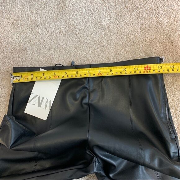Zara black leggings vegan faux leather high waisted side zipper size medium NWT - Picture 9 of 12
